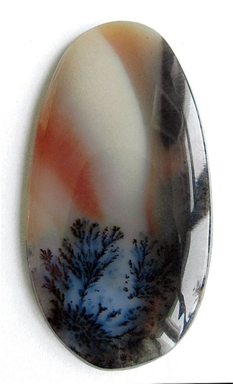 Landscape Dendritic Moss Agate Cabochon "Tree In The Blue Fog" | Rocks
