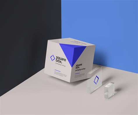 square box packaging psd mockup  mockup