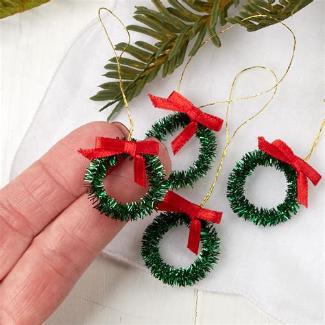 Miniature Green Tinsel Christmas Wreaths Christmas Ornaments
