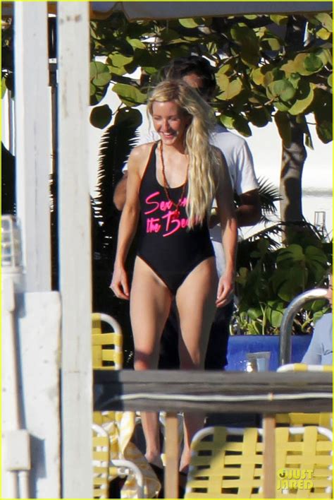 Ellie Goulding Displays Toned Abs In White Bikini In Miami Photo
