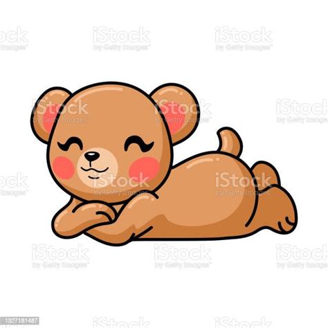 Cute Baby Brown Bear Cartoon Laying Down Stock Illustration Download