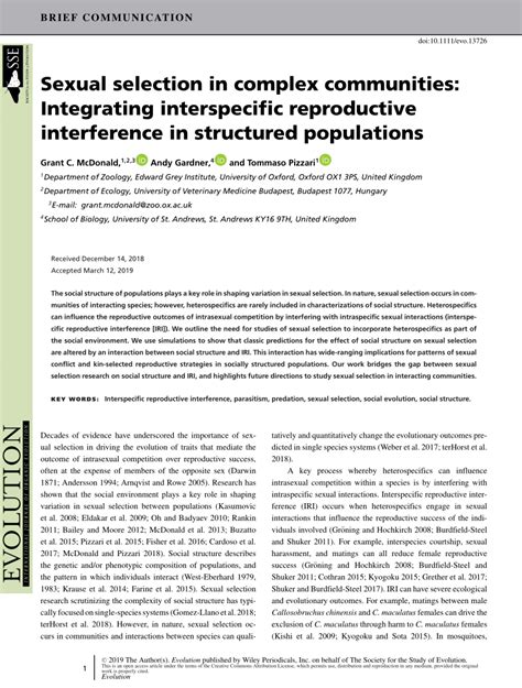 Pdf Sexual Selection In Complex Communities Integrating Interspecific Reproductive