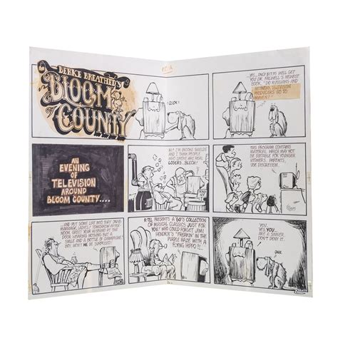 Original Hand Inked Bloom County Comic Strip Gold And Silver Pawn Shop