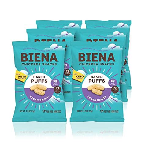 Biena Chickpea Baked Snack Puffs Vegan Ranch Low Carb Keto Gluten