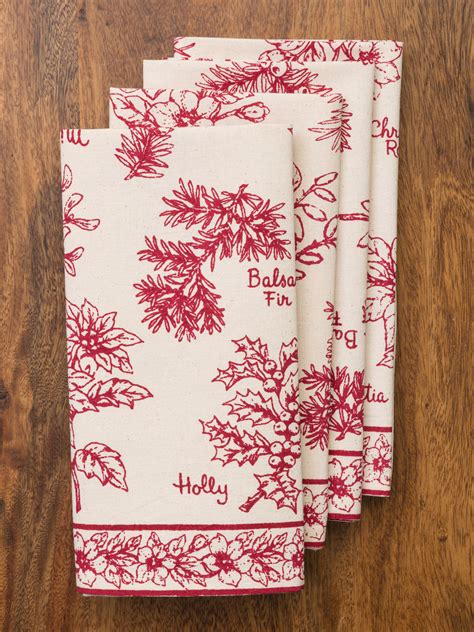 Christmas Botanical Napkin Set/4 | Linens & Kitchen ...