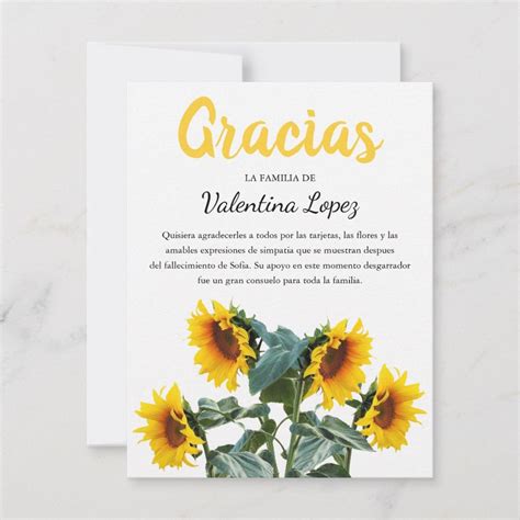 She sent a condolence message with the flowers. Sunflower Gracias Simpatia | Spanish Sympathy Thank You ...