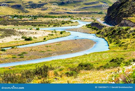 View Of The River Landscape Patagonia Chile South America Stock