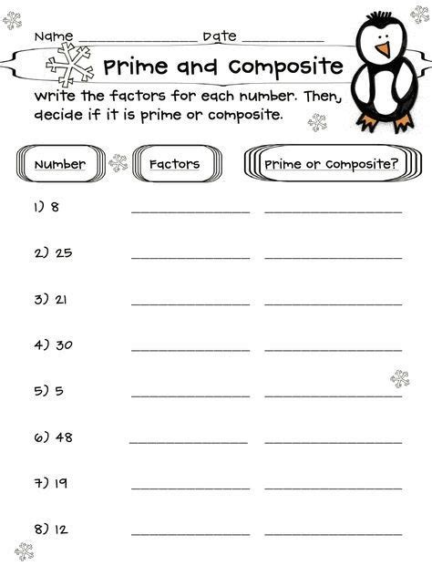 Prime And Composite Numbers Worksheet For Grade 4