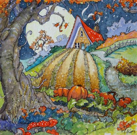 Storybook Cottage Autumn Themed Note Cards From Original Paintings 6