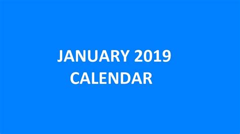January 2019 Calendar With Holidays Observances State Holiday Youtube