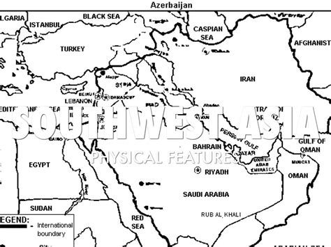 Southwest Asia Physical Map Blank