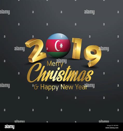 Azerbaijan Flag 2019 Merry Christmas Typography New Year Abstract