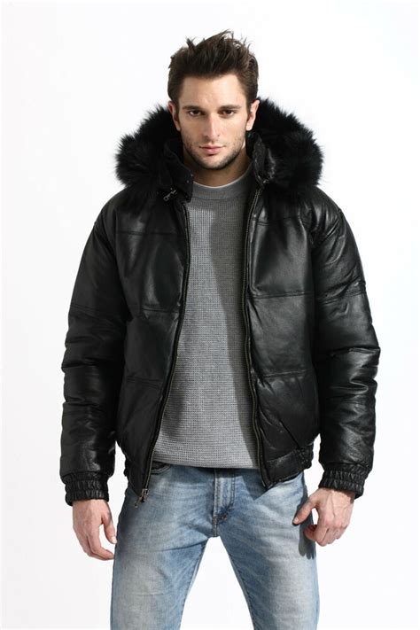 Discover clothes that bring out your best & feel as good as you look at roaman's today! Mens Genuine Leather Bubble Bomber Jacket Snorkel ...