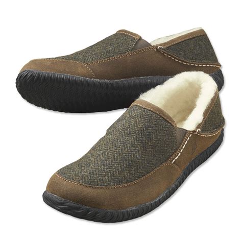 Alpine swiss yukon moccasin slippers for men. Men's Wool Slippers / Wool Herringbone Slippers -- Orvis UK