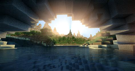 fond d écran minecraft shader ciel l eau architecture lumière du soleil