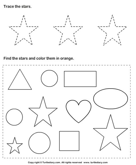 Trace Stars And Color Them Turtle Diary Worksheet