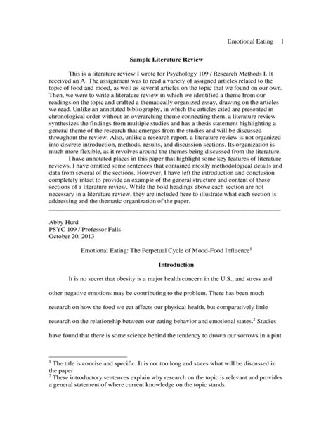 Example Literature Reviews How To Write Literature Review