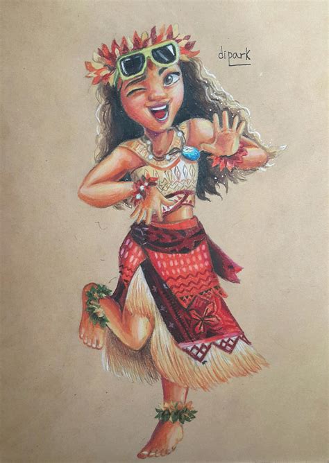 moana fan art colored pencil drawing by kr dipark on deviantart