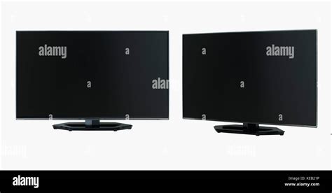 Lcd Flat Screen Tv In Two Angles On White Background Stock Photo Alamy