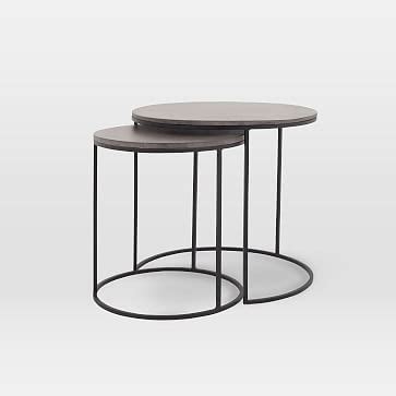 Nest the smaller table inside their larger counterpart or arrange separately for maximum table space when the company's coming. Lavastone Round Nesting Side Tables (Set of 2) | west elm