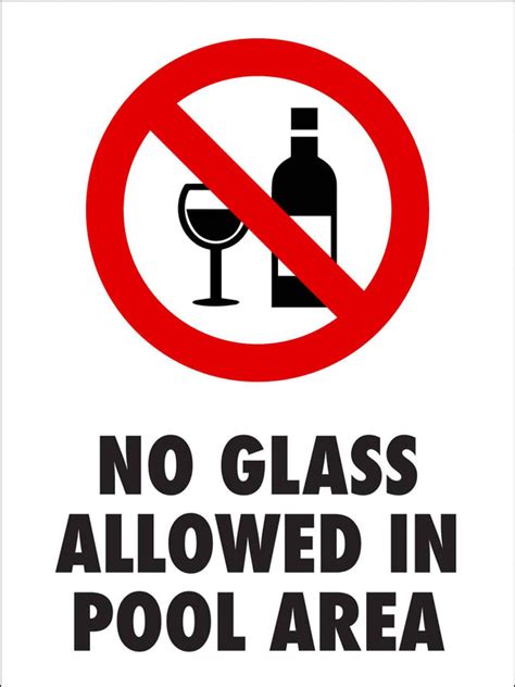 No Glass Allowed In Pool Area Sign New Signs