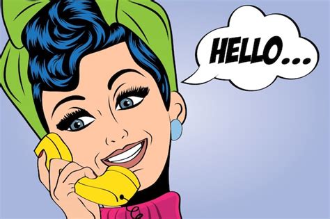 Retro Pop Art Illustration Of Woman Talking On The Phone Vector Free
