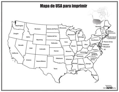 Mapa de Estados Unidos con nombres para imprimir Si tienes espíritu de