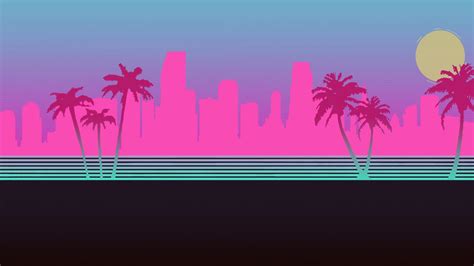 Vaporwave Cityscape Palm Trees Wallpapers Hd Desktop And Mobile