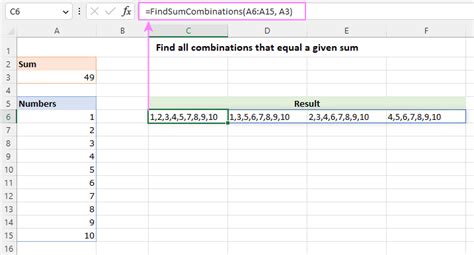 Find All Combinations Of Numbers That Equal A Given Sum In Excel