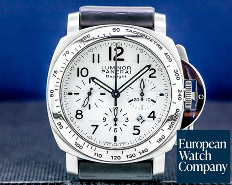 panerai pam00188 luminor daylight chrono ss white dial 38733 european watch co