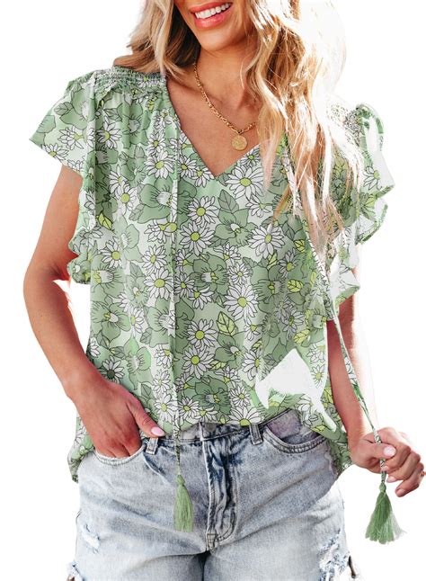 Women Summer Floral Print Short Sleeve T Shirt Casual Top Loose Tee