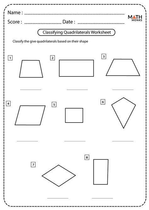 Geometry Quadrilaterals Worksheet