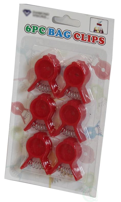 6 Pack Bread And Bagel Bag Clips Red