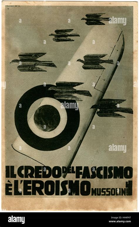 Mussolini Postal De Propaganda Italiana Fascista Fotografía De Stock