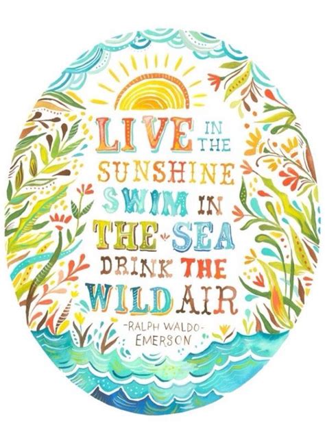 Summer Motto Watercolor Quote Emerson Quotes Quotes