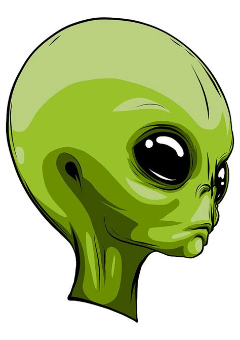 Alien Extraterrestrial Green Face Mascot Vector Illustration Digital
