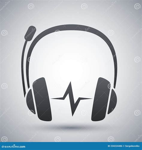 Vector Headphones With Microphone And Sound Wave Icon Stock Vector