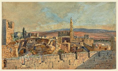 View Of The Old City Of Jerusalem Drawing By John Fullylove Fine Art