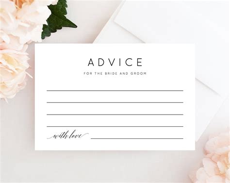 Printable Advice Card Advice For The Newlyweds Wishes For The Newlyw Paperandthings