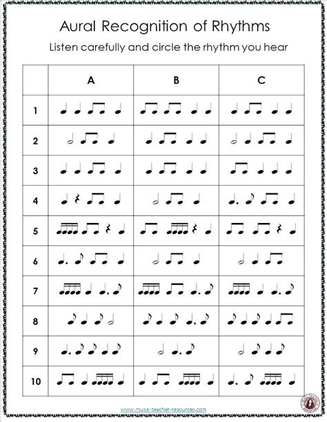 Rhythm Worksheet For Kindergarten