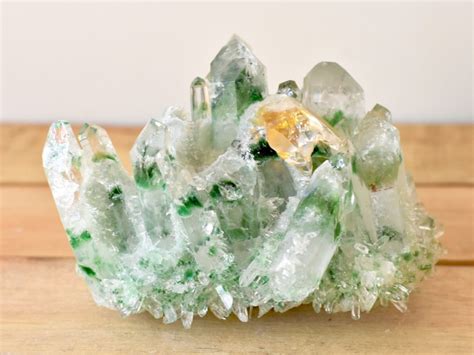 Carrying green quartz will help to activate the heart chakra, and impart a sense of wholeness to the owner. Tibetan Green Phantom Quartz 570g ~5.0" With Genuine ...