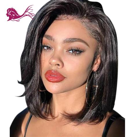Eayon Hair Glueless Full Lace Front Human Hair Bob Wigs Straight For Black Women With Baby Hair