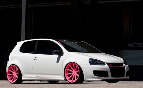 White Mk5 Gti With Pink Wheels Vw Golf Tuning