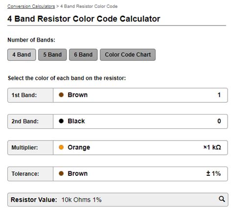 Resistor Color Code Calculator Design Tools And Resources
