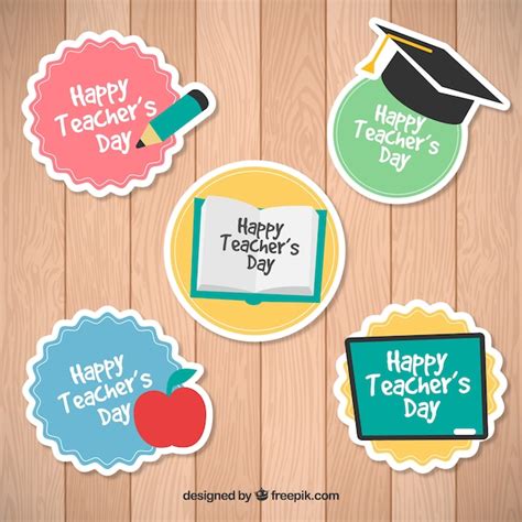 Stickers For Teachers Day Vector Free Download