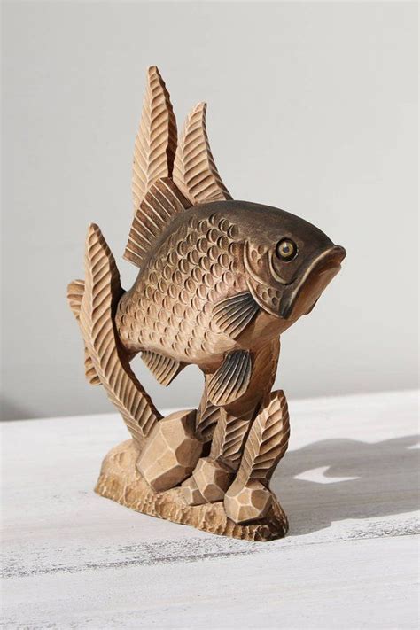 Wooden Fish Figurine Wood Carving T To Fisherman Woodcarving Hand