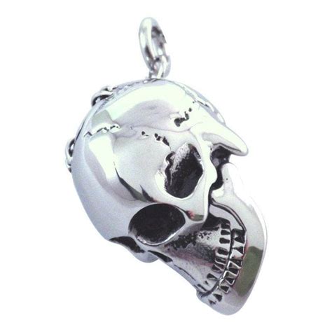 Stainless Steel Skull Pendant Mens Necklace Fantasy Forge Jewelry