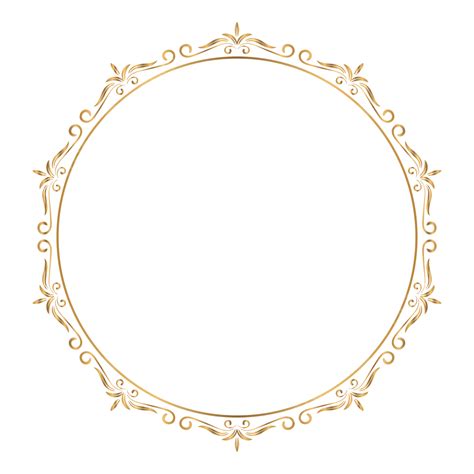 Golden Circle Frame With Leaf Luxury Vintage Ornament Design Vector