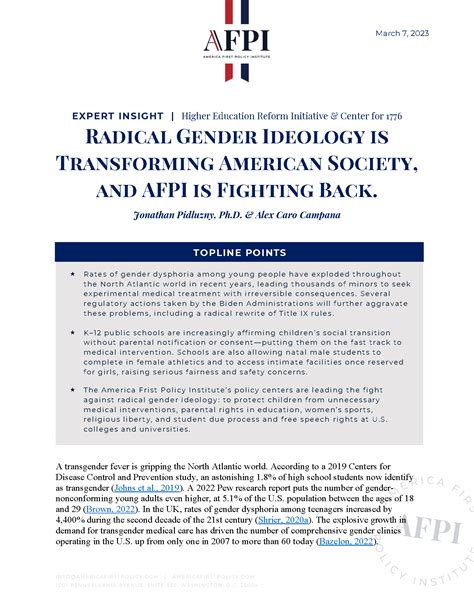 Radical Gender Ideology Is Transforming American Society And Afpi Is