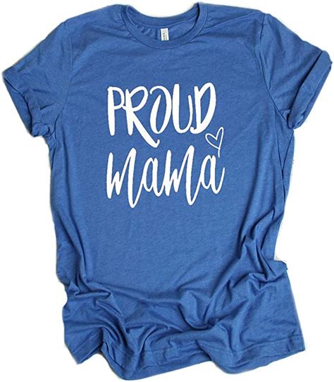 Womens Proud Mama T Shirt With Heart Graphic For Love On